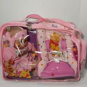 Disney Winnie the Pooh 16" Baby Doll & Carrier Set NIB Vintage